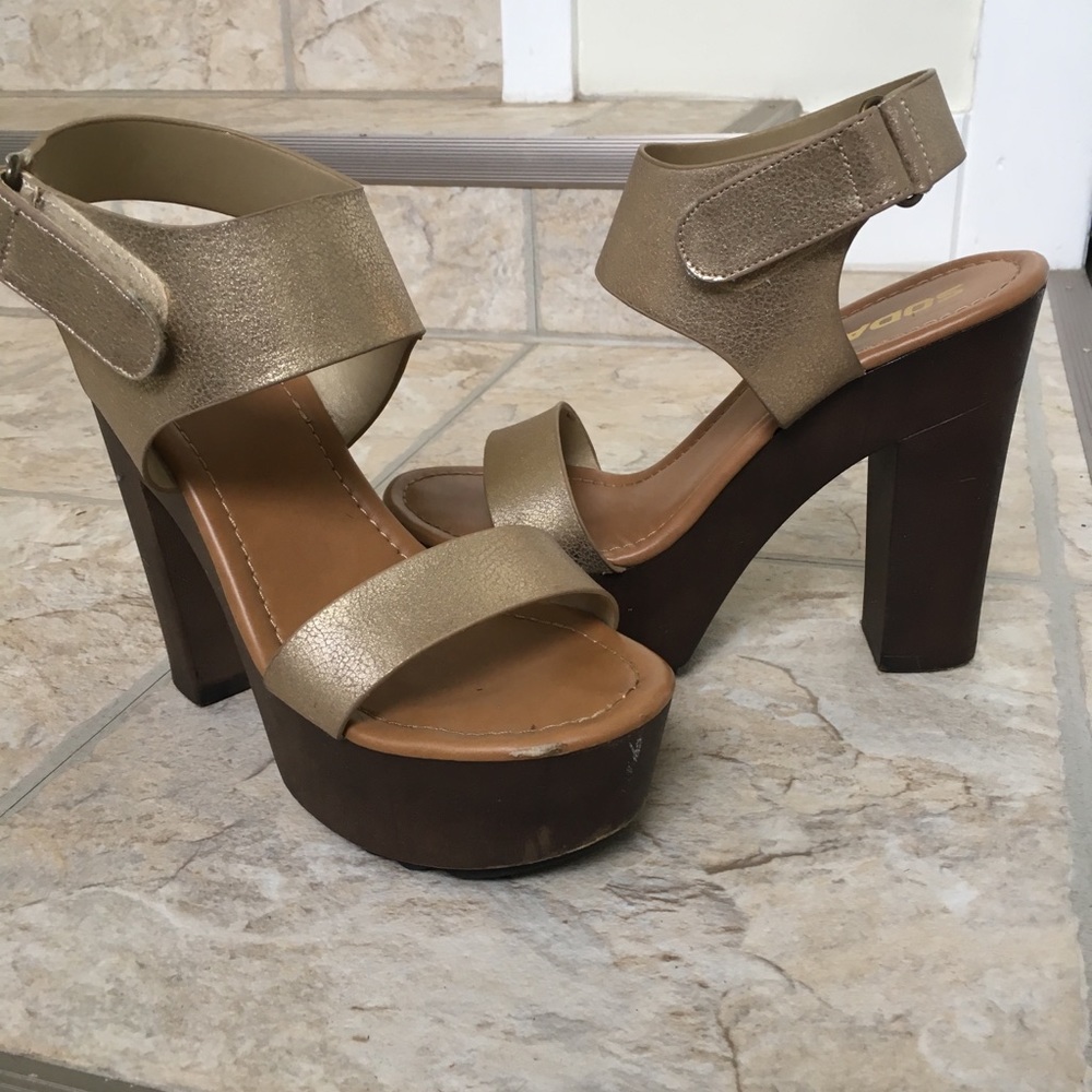 Gold chunky platform sandals